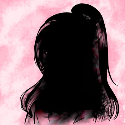 realistic girl with a high ponytail