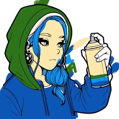 a realistic girl, spray painting