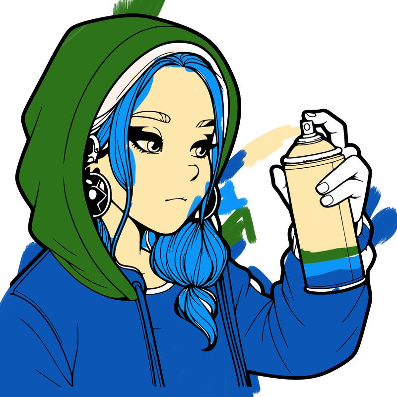 a realistic girl, spray painting