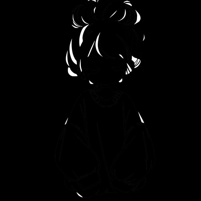 girl with baggy sweatshirt and messy bun