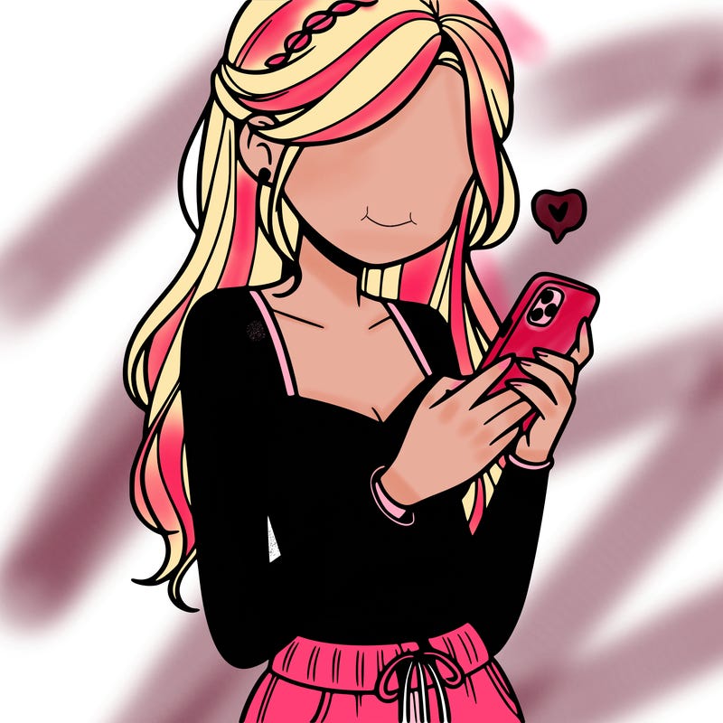 girl with crop top texting on her phone