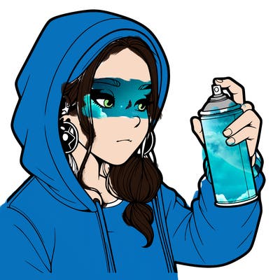 a realistic girl, spray painting