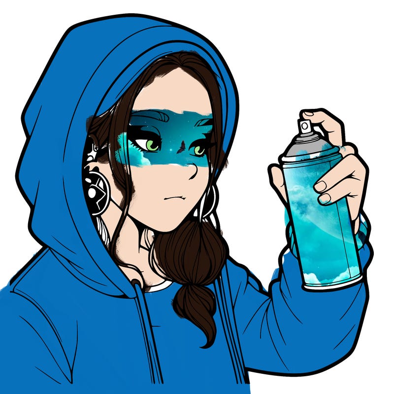 a realistic girl, spray painting