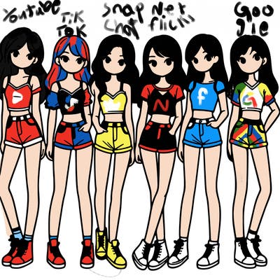 a group of girls wearing crop tops and shorts