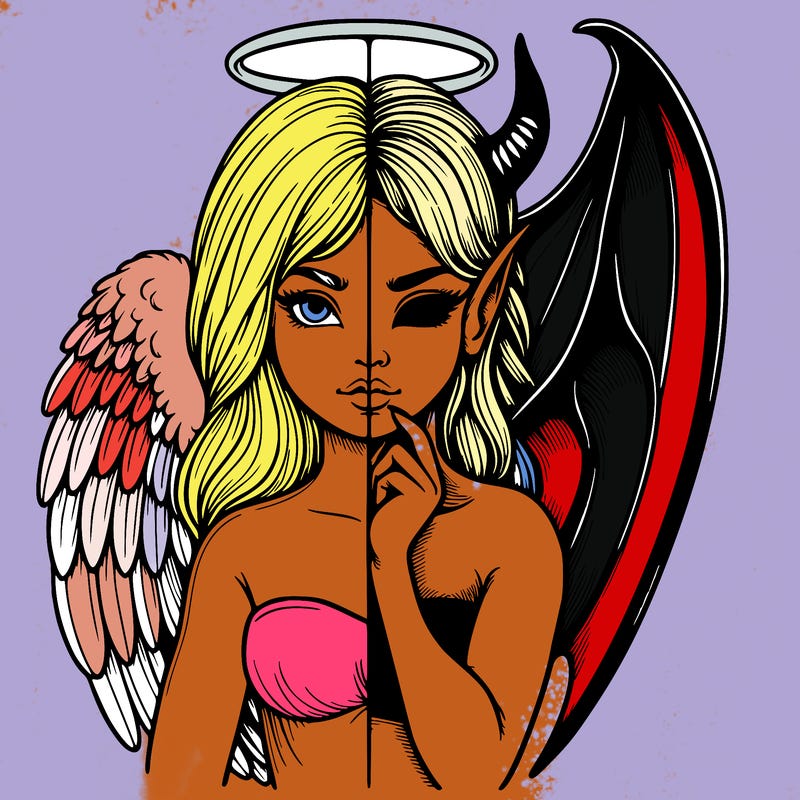 realistic angel half demon