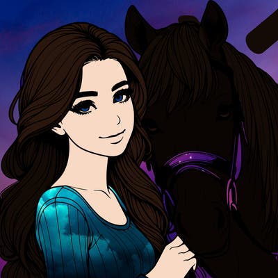 realistic girl with horse