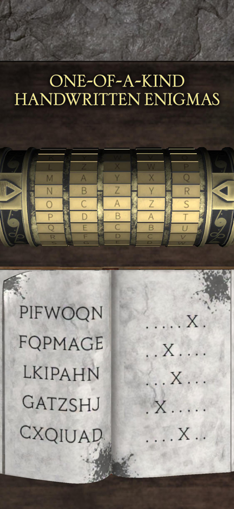 The Da Vinci Cryptex 3 - A golden cryptex mechanical device above an open book with handwritten letter puzzles