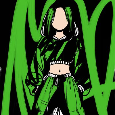 realistic girl faceless with baggy pants and a crop top