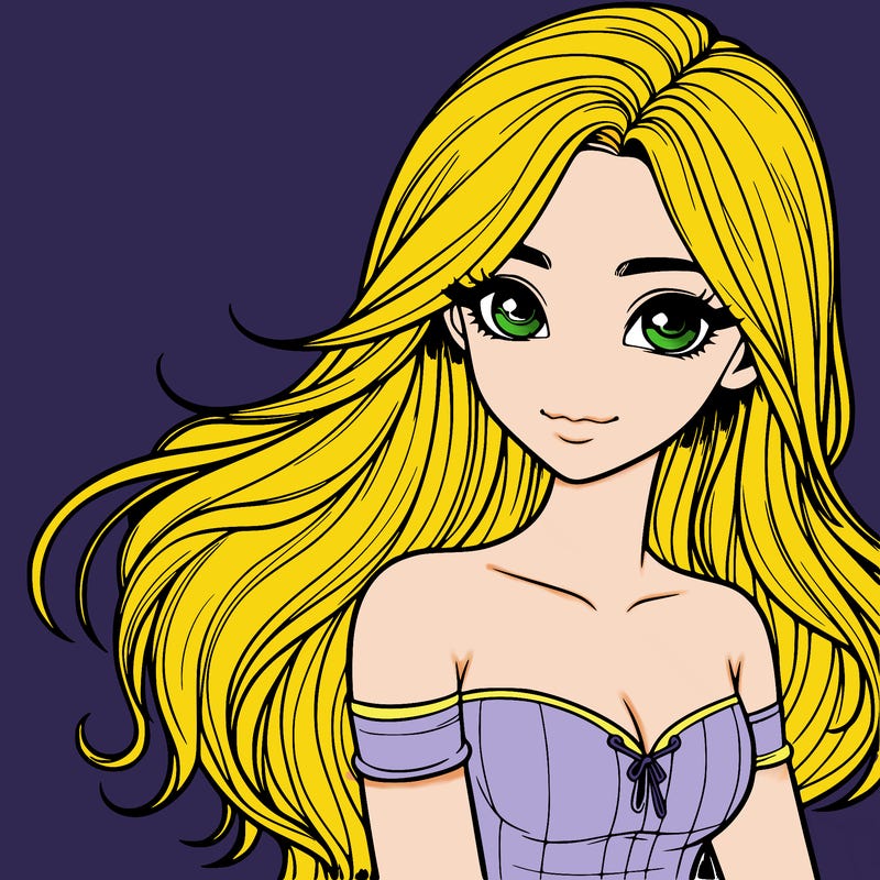 realistic girl with long hair