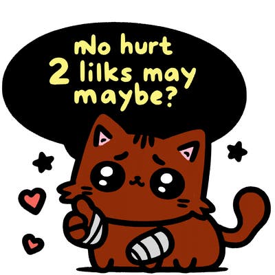 cute cat thats been hurt saiying 2 likes maybe