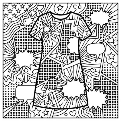Get ready to immerse yourself in a vibrant world of fashion and art with this exciting Pop Art Shift Dress coloring page. Featuring dynamic comic-book inspired elements and a stylish garment, it's perfect for a creative coloring adventure.