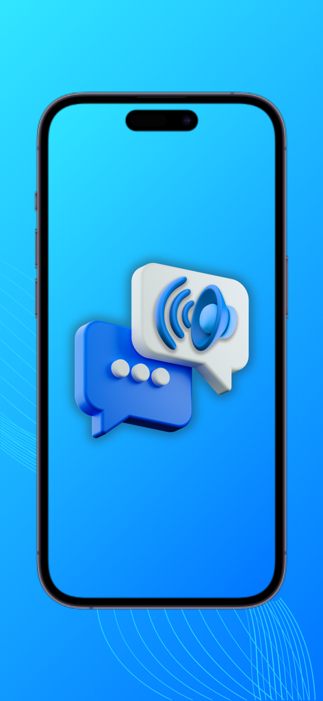 TTS: Voice Aloud Reader - iPhone mostrando burbujas de habla y audio en 3D