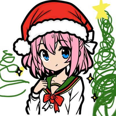 anime girl wearing a santa hat