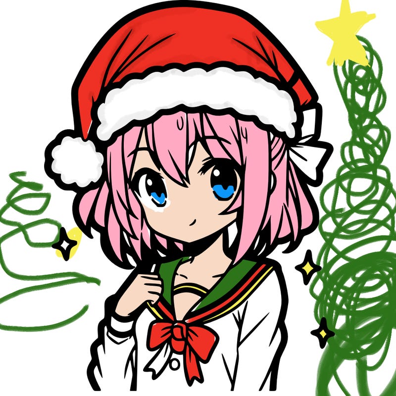 anime girl wearing a santa hat
