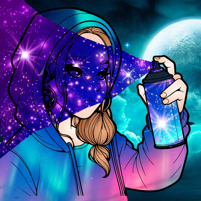 a realistic girl, spray painting