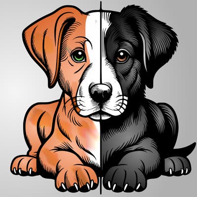 realistic dog split picture