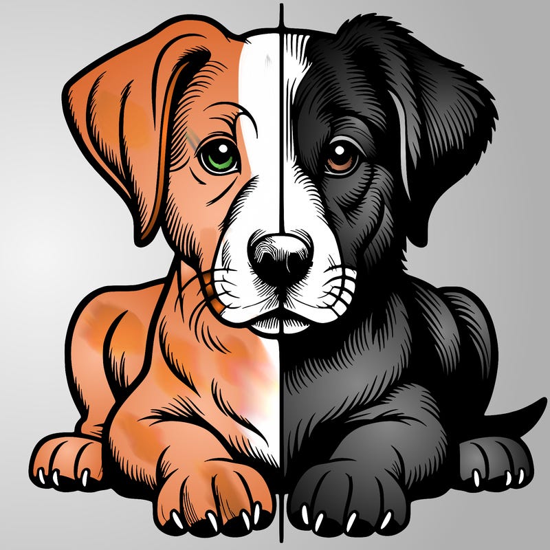 realistic dog split picture