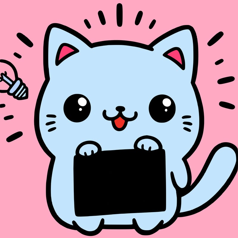 a cute cat saying share your ideas