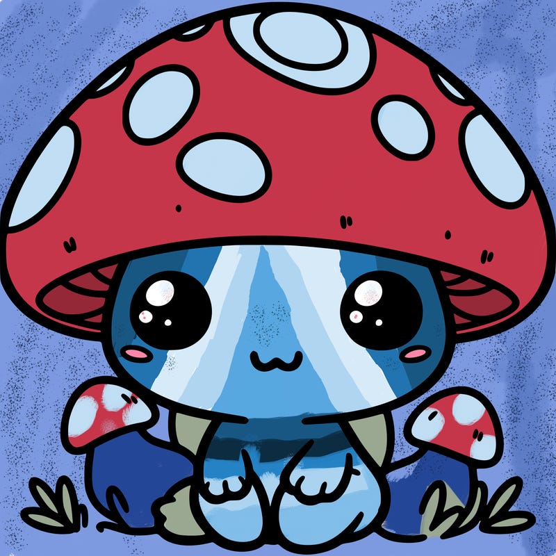 cute chibi mushroom frog