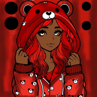 realistic girl in a animal pjs hoodie