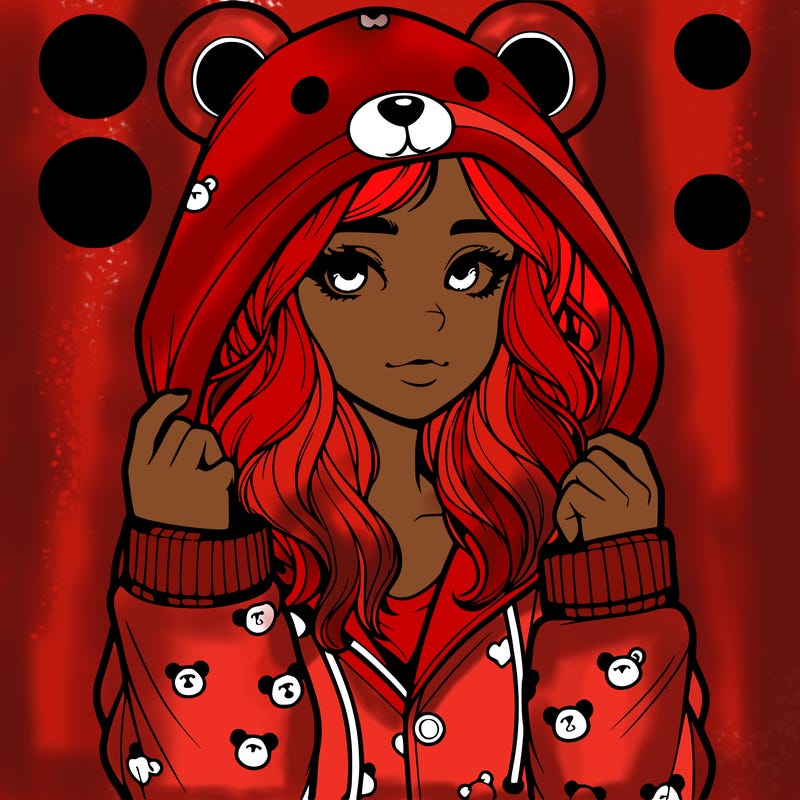 realistic girl in a animal pjs hoodie