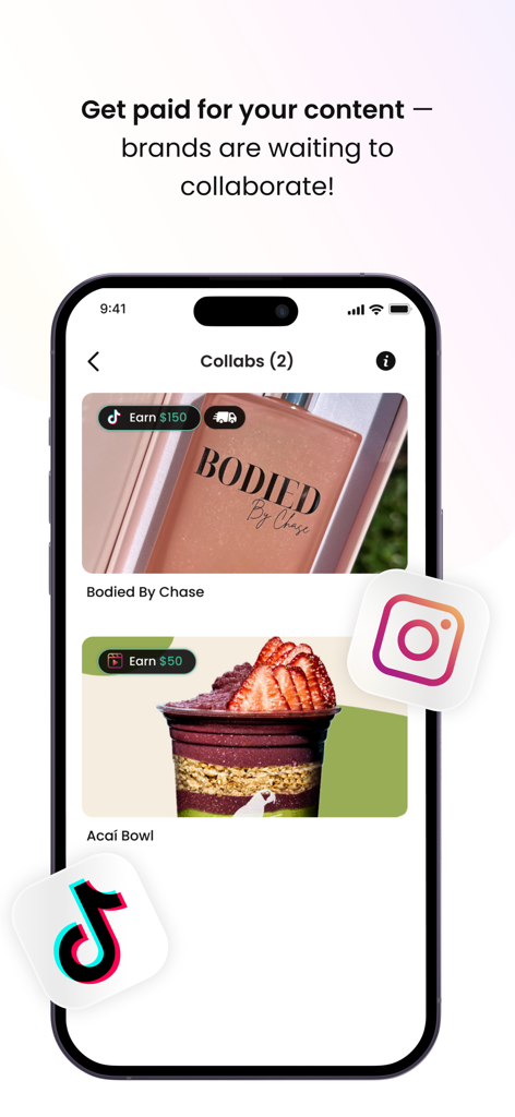 Beautypass - Beautypass app screen displaying paid brand collaboration opportunities for social media creators