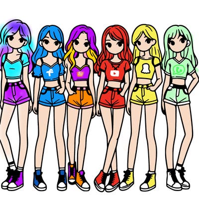 a group of girls wearing crop tops and shorts