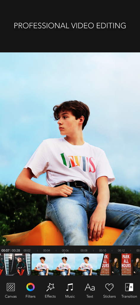 Mobile app interface of MOLDIV VideoLab showing professional video editing tools including filters effects and a video timeline