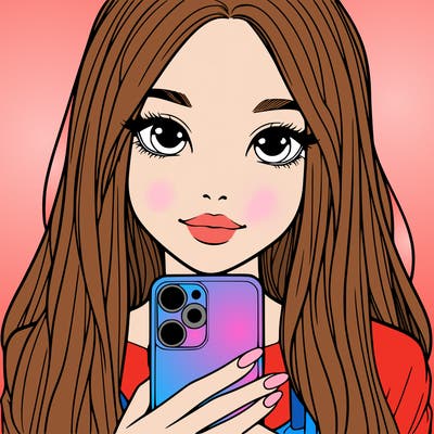 realistic girl with a phone