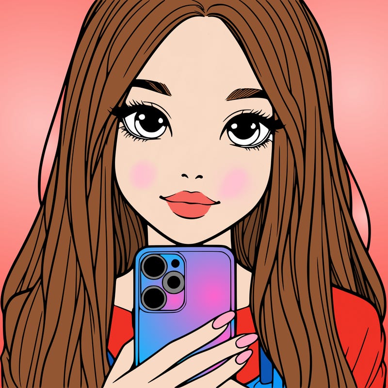 realistic girl with a phone