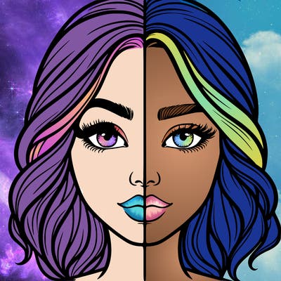 realistic girl split half