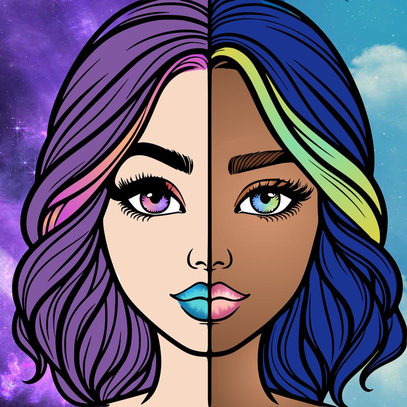 realistic girl split half