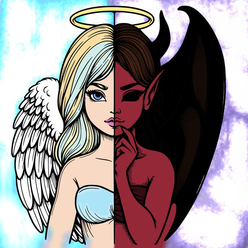 realistic angel half demon