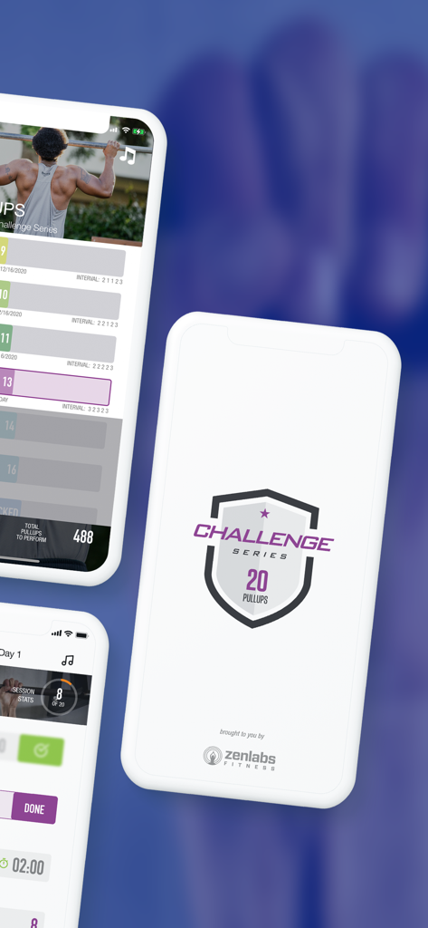 20 Pull Ups Trainer Challenge - 20 Pull Ups Trainer Challengeアプリのスクリーンショット。ワークアウト追跡とトレーニングの進捗状況を表示