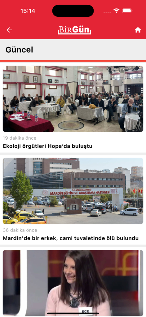 Birgün Gazetesi - トルコのヘッドラインと画像が表示されているBirgün Gazetesiモバイルアプリの最新ニュースフィード。