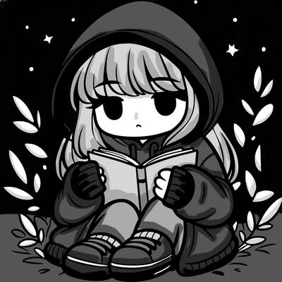 girl in oversized hoodie reading a book