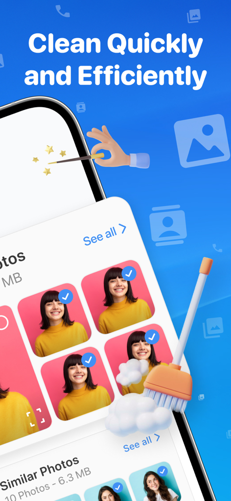 CleanUp Storage: Phone Cleaner - Interfaz de la app CleanUp Storage identificando fotos similares para una eliminación rápida y eficiente.