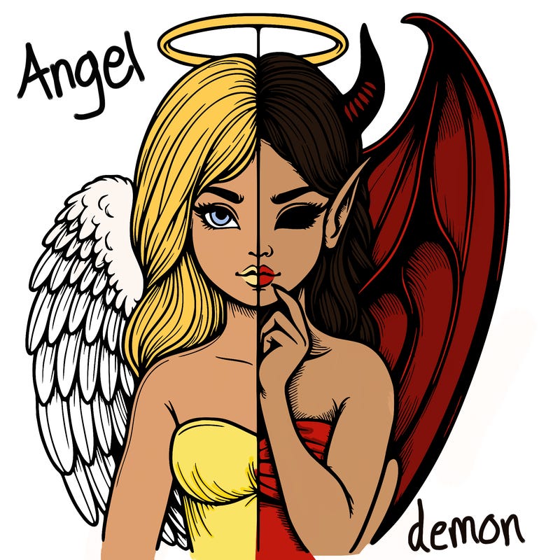 realistic angel half demon