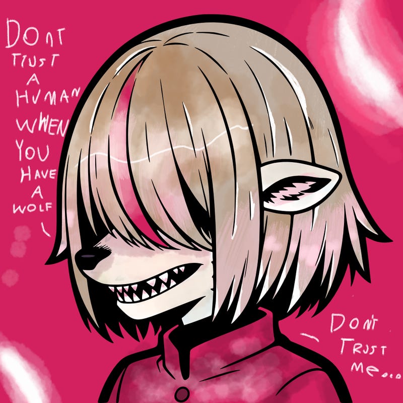 sharp teeth deer man with bob haircut