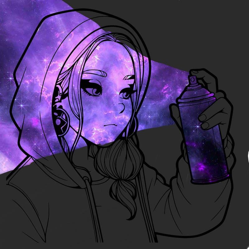 a realistic girl, spray painting