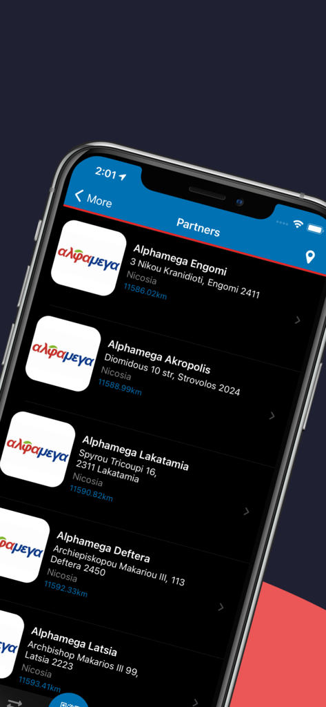 Stick & Win - List of Alphamega hypermarket store locations in the Stick and Win mobile app.