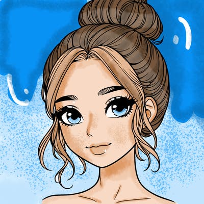 realistic pretty girl with hair in bun