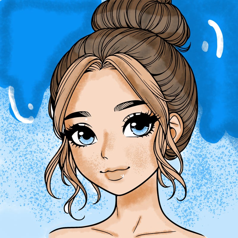 realistic pretty girl with hair in bun