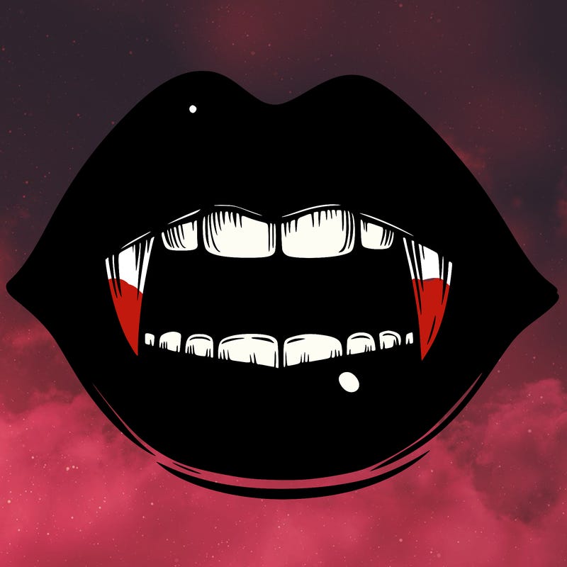 lips with vampire teeth