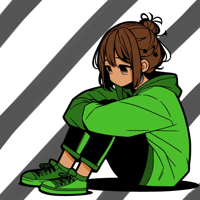 sad anime girl sitting alone