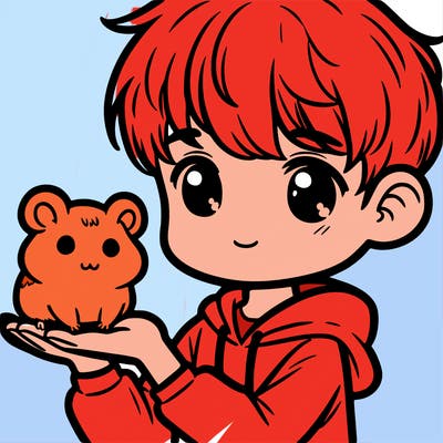 a cute male toddler holding a hamster