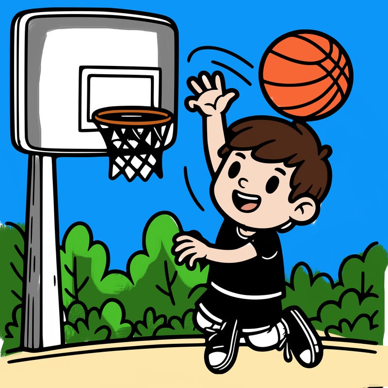 boy throwing basketball in hoop