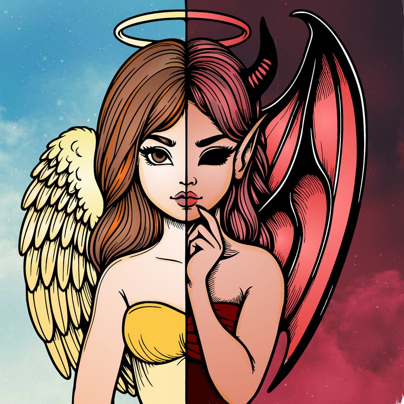 realistic angel half demon