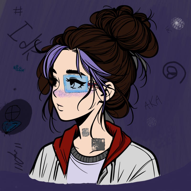 realistic teenage girl with a messy bun
