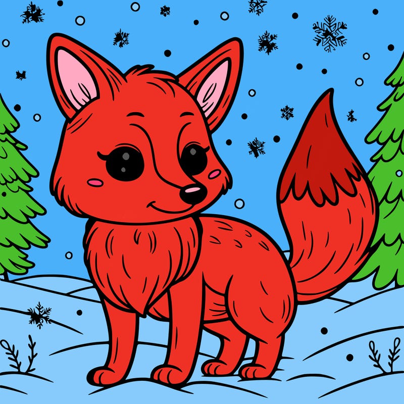 a fox in the snow